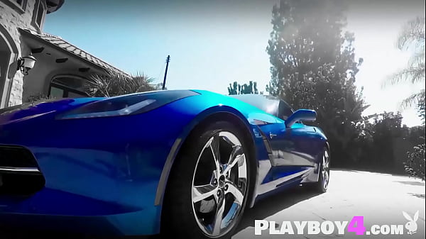 Sweet babes washed blue Corvette Stingray and babes looked so sexy and hot